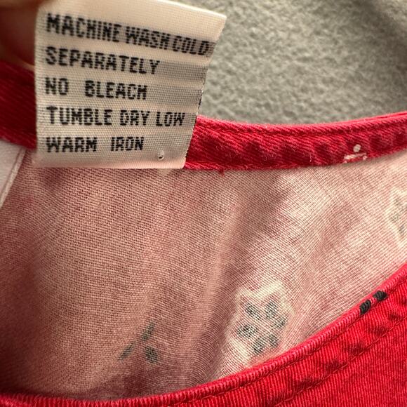 Vintage Maxi Dress Womens 18 W Blue Red Denim Pullover High Side Slits CST Sport - Picture 4 of 8